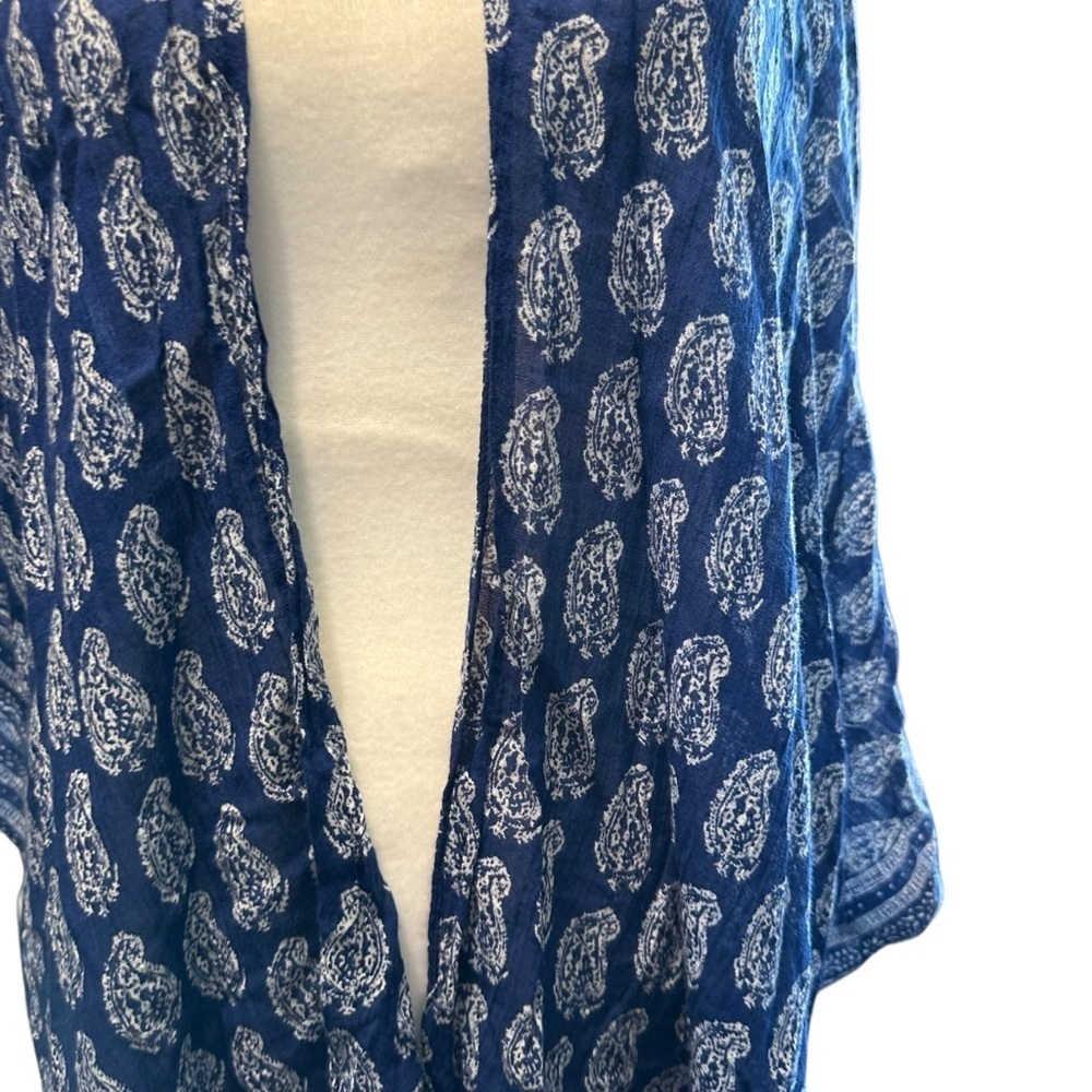 Kimono Duster In One Size Women's blue and white with tassels - Picture 2 of 4